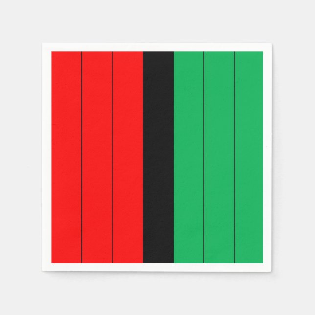 Serviettes Jetables Kwanzaa Rouge Noir Vert Kinara Motif rayé (Devant)