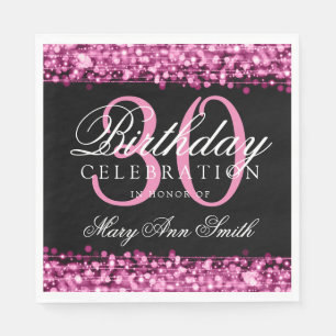 Serviettes Jetables La 30ème fête d'anniversaire élégante miroite 