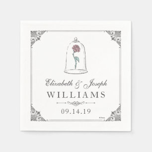 Serviettes Jetables La beauté et la bête Mariage Rose enchanté