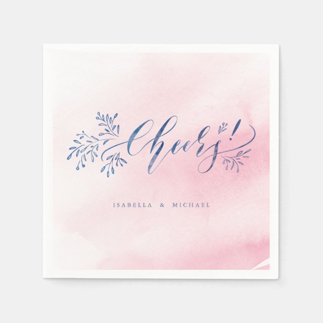 Serviettes Jetables La calligraphie marine rose applaudit le mariage f (Devant)