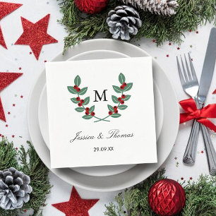 Serviettes Jetables La collection de Mariages Monogram Berry Bush