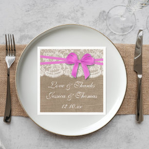 Serviettes Jetables La collection de Mariages Rustic Pink Bow