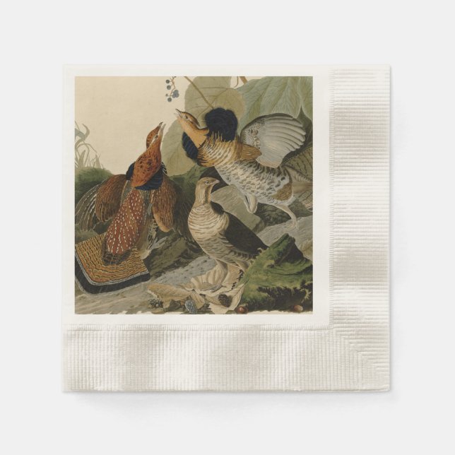 Serviettes Jetables La peinture d'Audubon d'un trio de Grouse Ruffed (Devant)