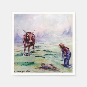 Serviettes Jetables La vache et l'enfant/The cow and the je vais