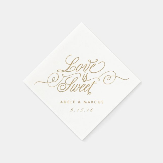 Serviettes Jetables "L'amour est doux" Mariage de Parties scintillant  (Coin)