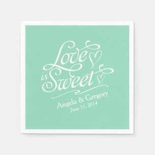 Serviettes Jetables L'amour est Mariage   Bonbons Buffet Menthe Vert