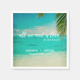 Serviettes Jetables L'amour et les serviettes de mariage de plage