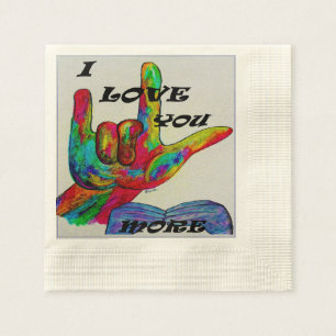 Serviettes Jetables Langue des signes américaine d'ASL JE T'AIME PLUS