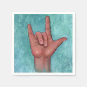 Serviettes Jetables Langue des signes américaine : Je t'aime : Art