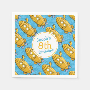 Serviettes Jetables L'anniversaire du garçon submersible jaune