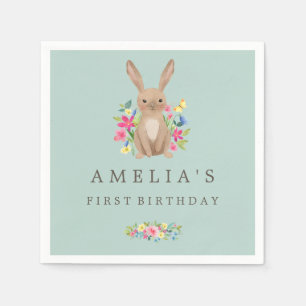 Serviettes Jetables Lapin de bois doux premier anniversaire Napkin