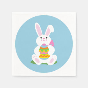 Serviettes Jetables Lapin de Pâques avec oeuf   Déjeuner