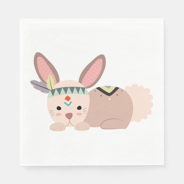Serviettes Jetables Lapin Tribal Napkin (Devant)