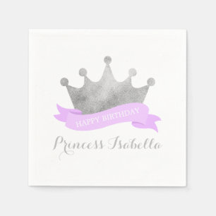 Serviettes Jetables Lavande et princesse d'argent fête d'anniversaire