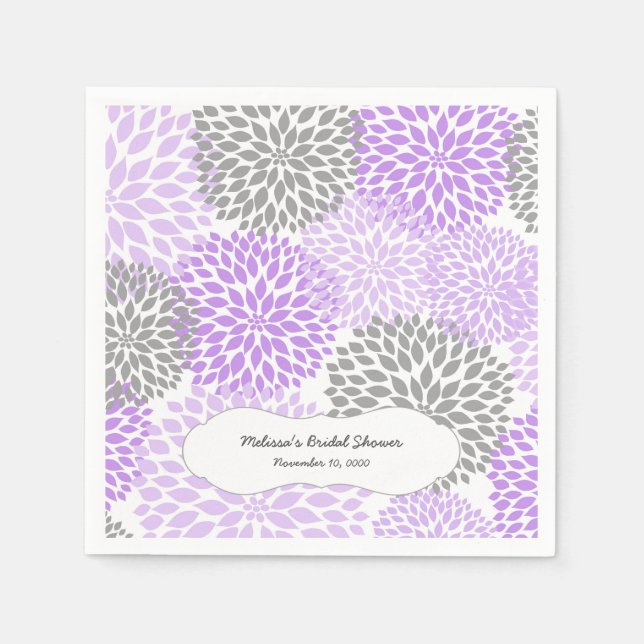 Serviettes Jetables Lavender Grey Dahlia mums / votre propre libellé (Devant)