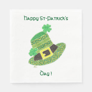 Serviettes Jetables Le déjeuner casquette de Chevron leprechaun blanc