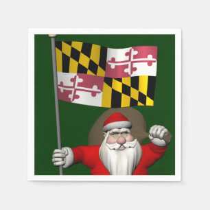 Serviettes Jetables Le Père Noël Avec L'Ensigne Du Maryland