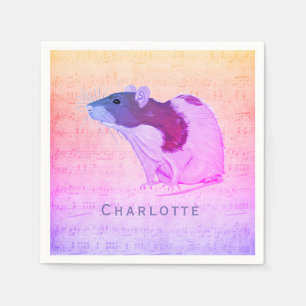Serviettes Jetables Le rat rose d'animal familier ajoutent votre rat