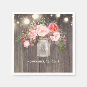Serviettes Jetables Le souffle du bébé et le pot de maçon floral ro