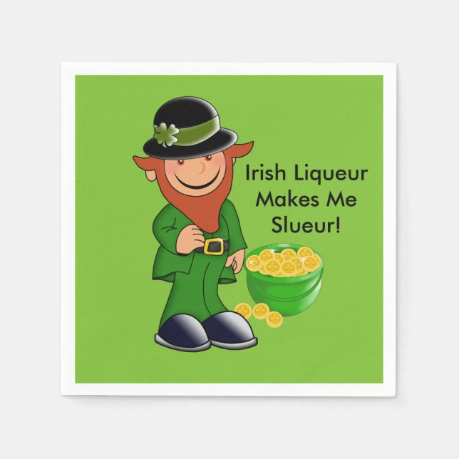 Serviettes Jetables Leprechaun, St. Patrick's Day Paper Napkins (Devant)