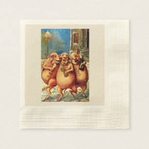Serviettes Jetables Les cochons français fêtent le Nouvel An Vintage