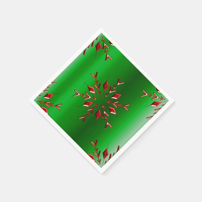 Serviettes Jetables Les flocons rouges de Noël vert (Coin)