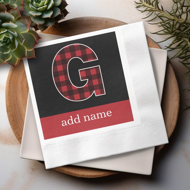Serviettes Jetables Lettre monographie G - Buffalo noir et rouge plaqu (Custom Napkin)