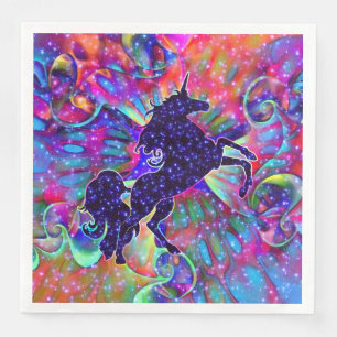 Serviettes Jetables LICORNE DE L'UNIVERS multicolore