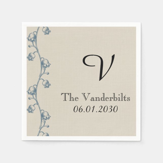 Serviettes Jetables Lily du Mariage de monographie de la vallée (Devant)