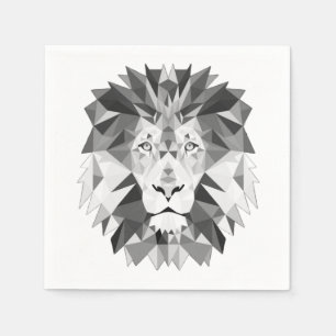 Serviettes Jetables Lion géométrique argenté