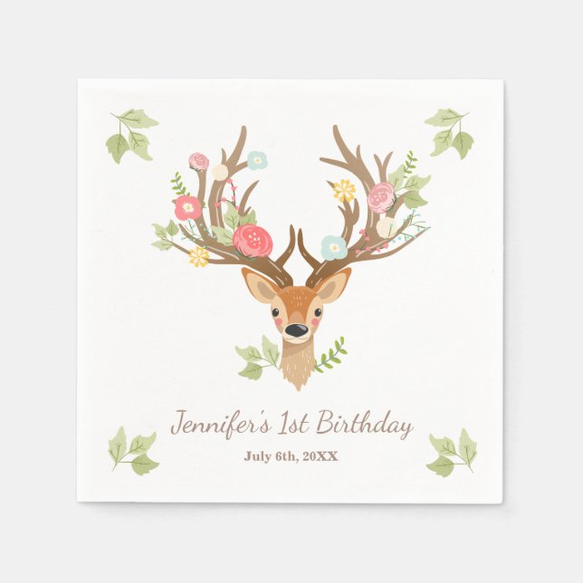 Serviettes Jetables Little Deer Paper Napkin wothland Birthday Forest (Devant)