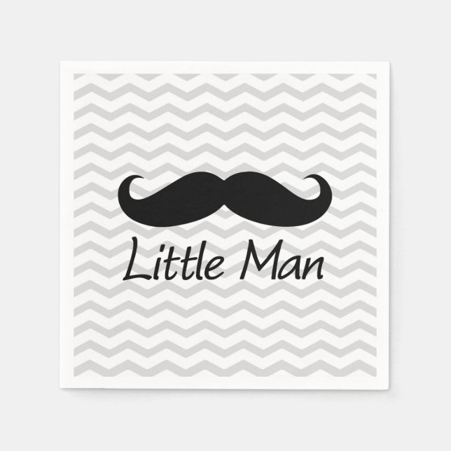 Serviettes Jetables Little Man Mustache Chevron mignons Garçons (Devant)