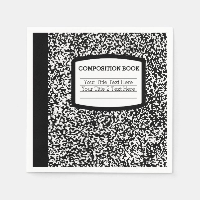 Serviettes Jetables Livre de composition personnalisé Noir/Blanc École (Devant)