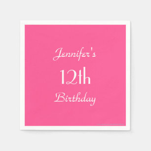Serviettes Jetables Livre minimaliste du 12e anniversaire de Hot Pink