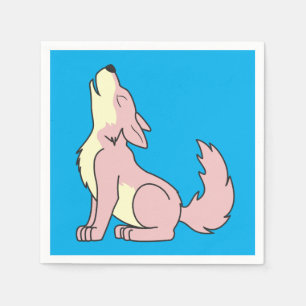 Serviettes Jetables Loup rose clair hurler
