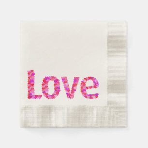 Serviettes Jetables LOVE Heart Text Napkins