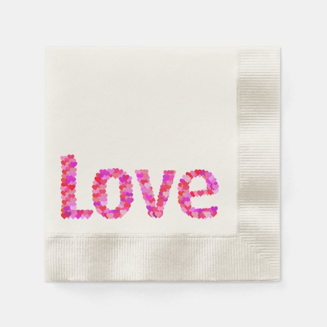 Serviettes Jetables LOVE Heart Text Napkins (Devant)