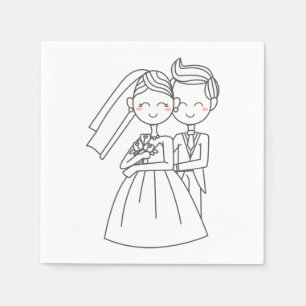 Serviettes Jetables Love Mariée Et Mariage De Cartoon Groom