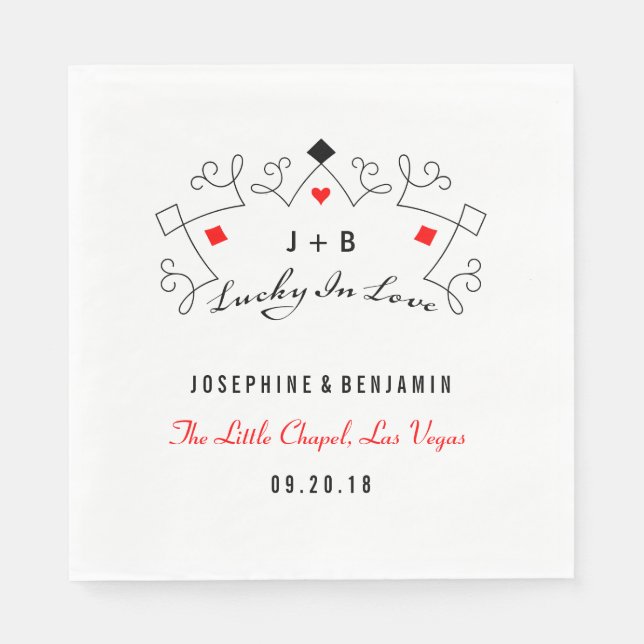 Serviettes Jetables Lucky In Love Las Vegas Mariage (Devant)