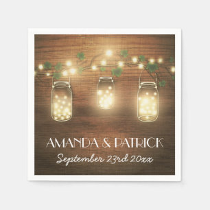 Serviettes Jetables Lumières de la campagne Rustique Mason Jar Mariage