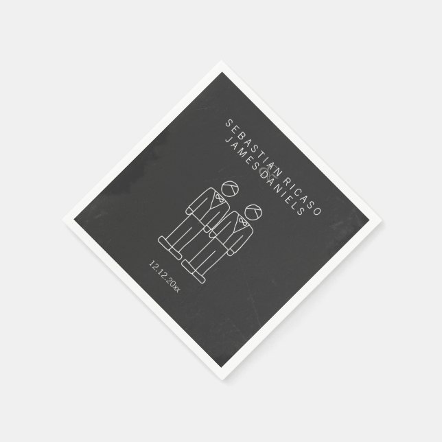 Serviettes Jetables M. et M. Doodle Mariage gay Personnalisé (Coin)