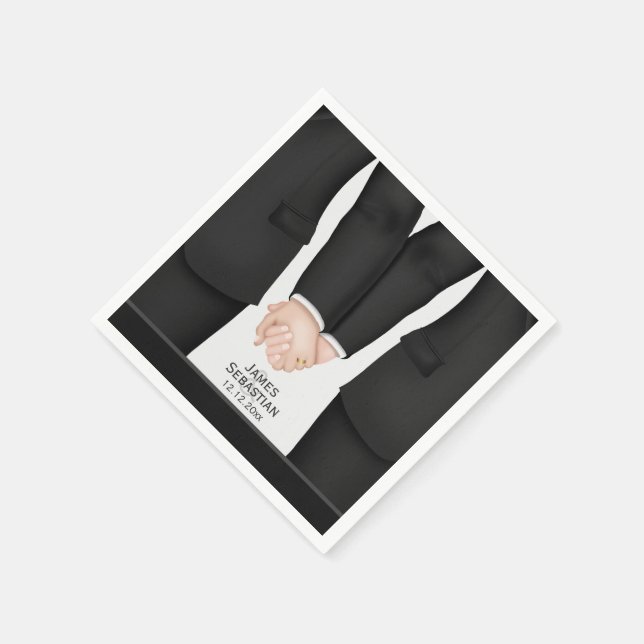 Serviettes Jetables M. et M. suit Mariage Gay (Coin)