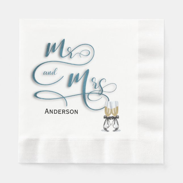 Serviettes Jetables M. & Mme champagne toast (Devant)