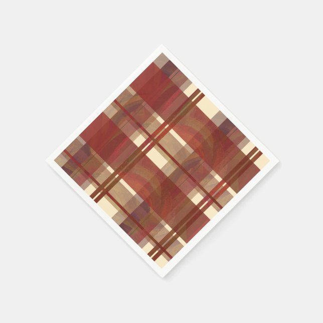 Serviettes Jetables Madras Plaid Fall Red (Coin)