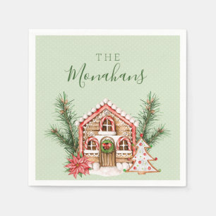 Serviettes Jetables Maison en pain d'épice de Noël à la campagne