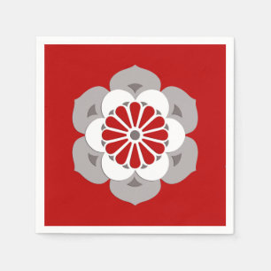 Serviettes Jetables Mandala de fleur de Lotus, rouge foncé, gris et