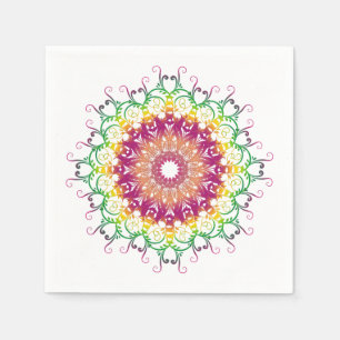 Serviettes Jetables Mandala ethnique floral.