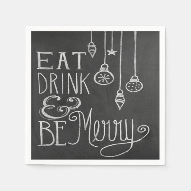 Serviettes Jetables Manger Boire Joyeux Chalkboard Noël Napkins (Devant)