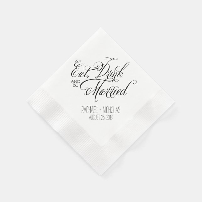 Serviettes Jetables Mangez et soyez mariés | MARIAGE (Coin)