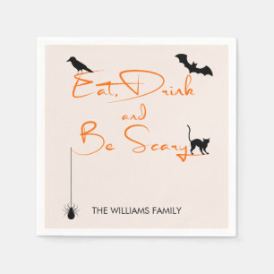 Serviettes Jetables Mangez un verre et soyez effrayant Papier Hallowee